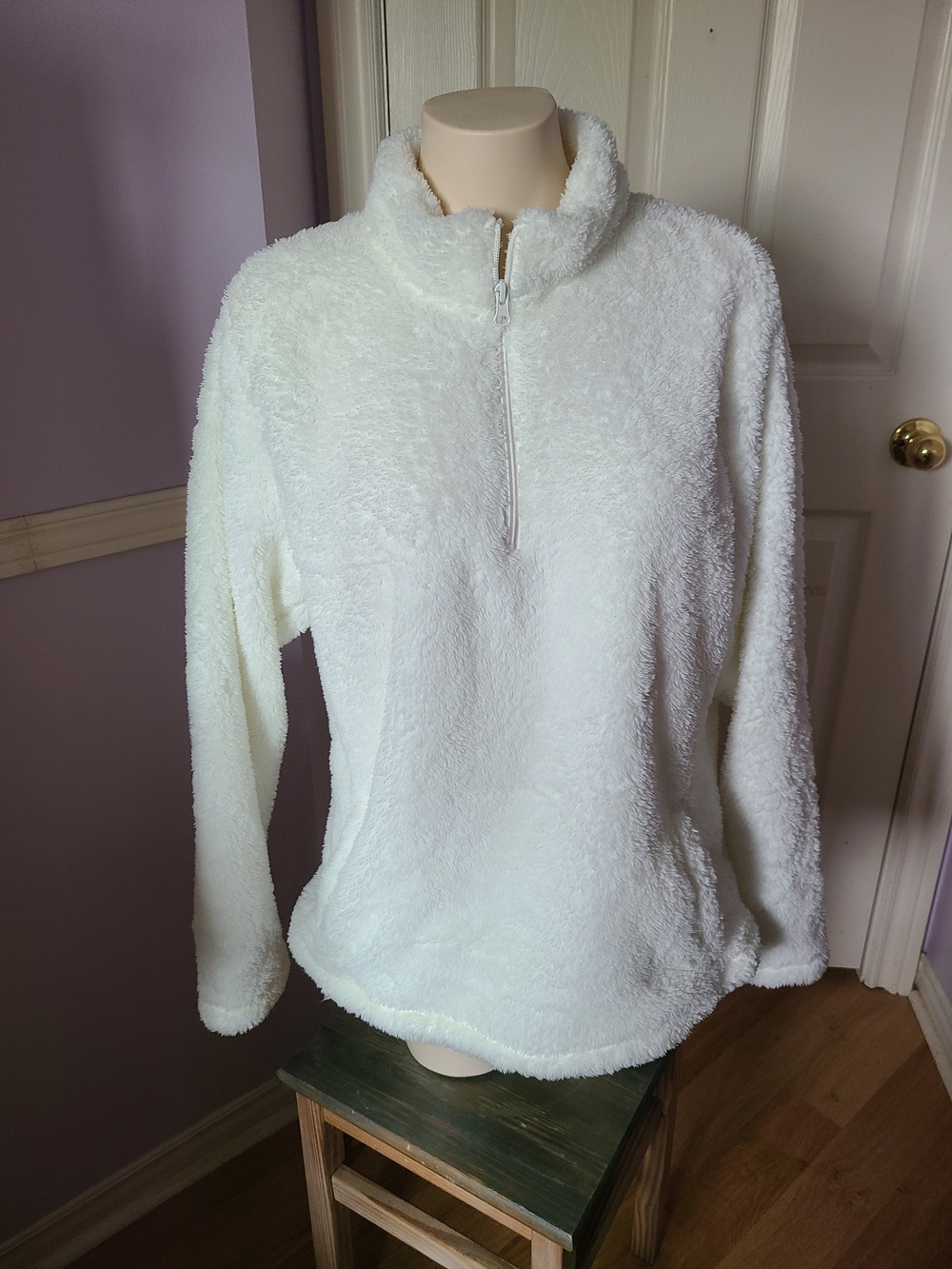 George White Sherpa Zip Pullover